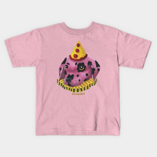 Clown Dog Kids T-Shirt by jeriraeart